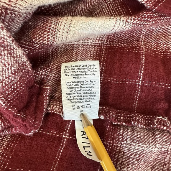 Time and Tru Burgundy & Pink Plaid Flannel Button Up Hoodie Shirt Women's XL - Picture 10 of 10